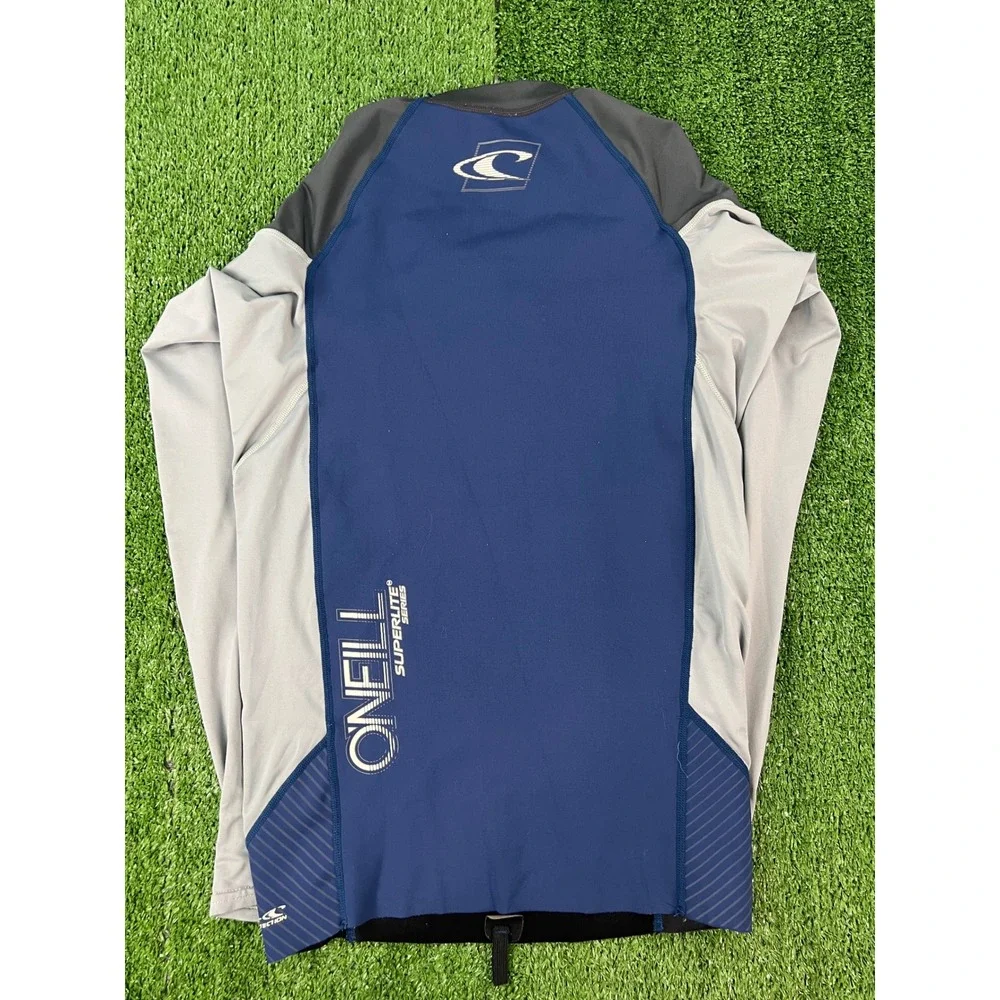 ONeill Superlite Series Rash Guard Mens Medium Navy Grey Long Sleeve UPF 50+